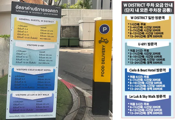 W District 주차 요금 한국어 안내